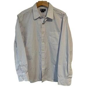 J Crew Mens White Purple Striped Button Up Dress Shirt 16 16.5